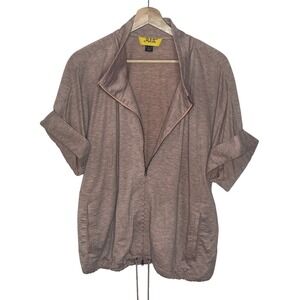 St. John Sport Zip Up Short Sleeve Jacket Women's Medium Drawstring Casual‎